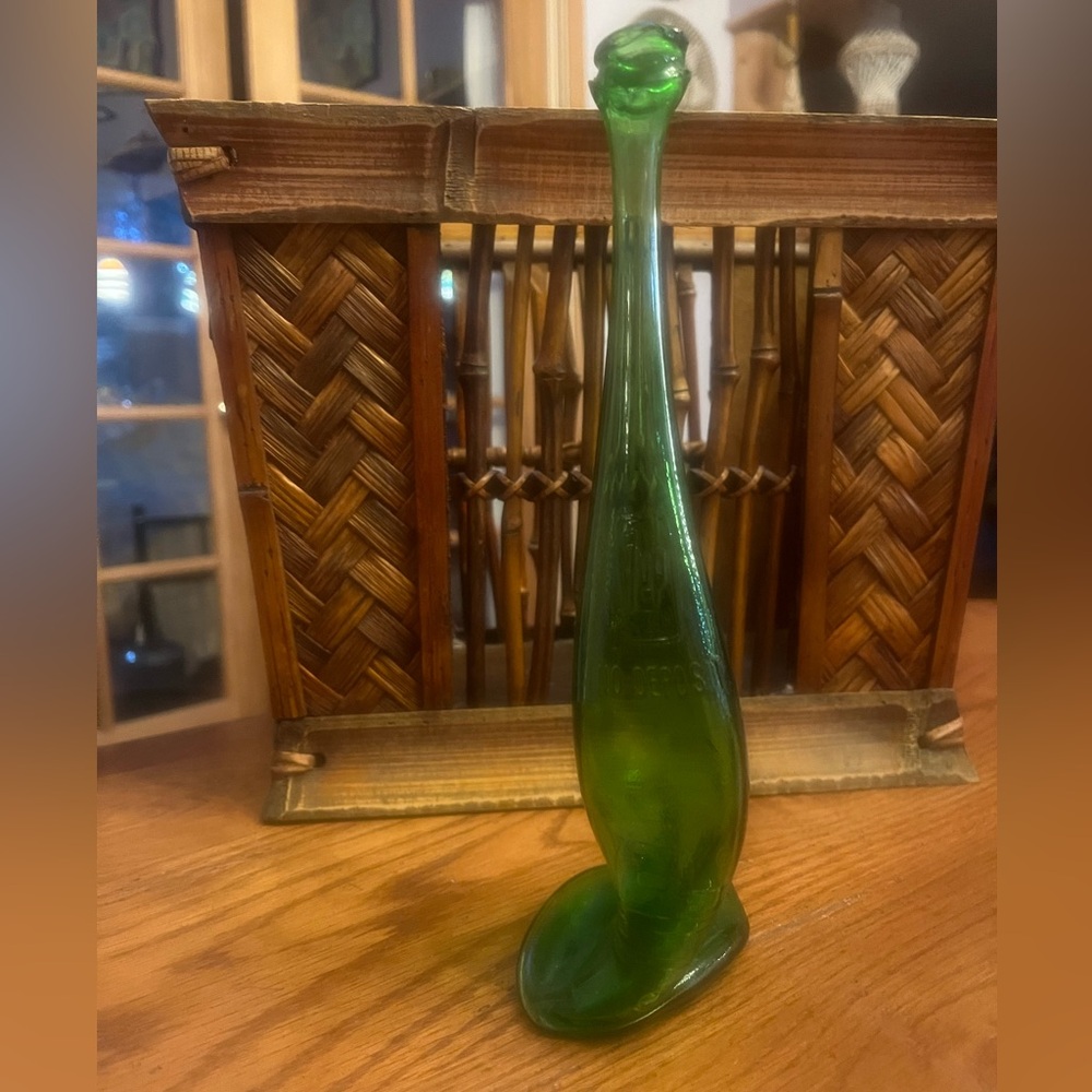 Vintage 7UP Green Glass Figural Display Bottle 10.5” Soda Advertising Decor